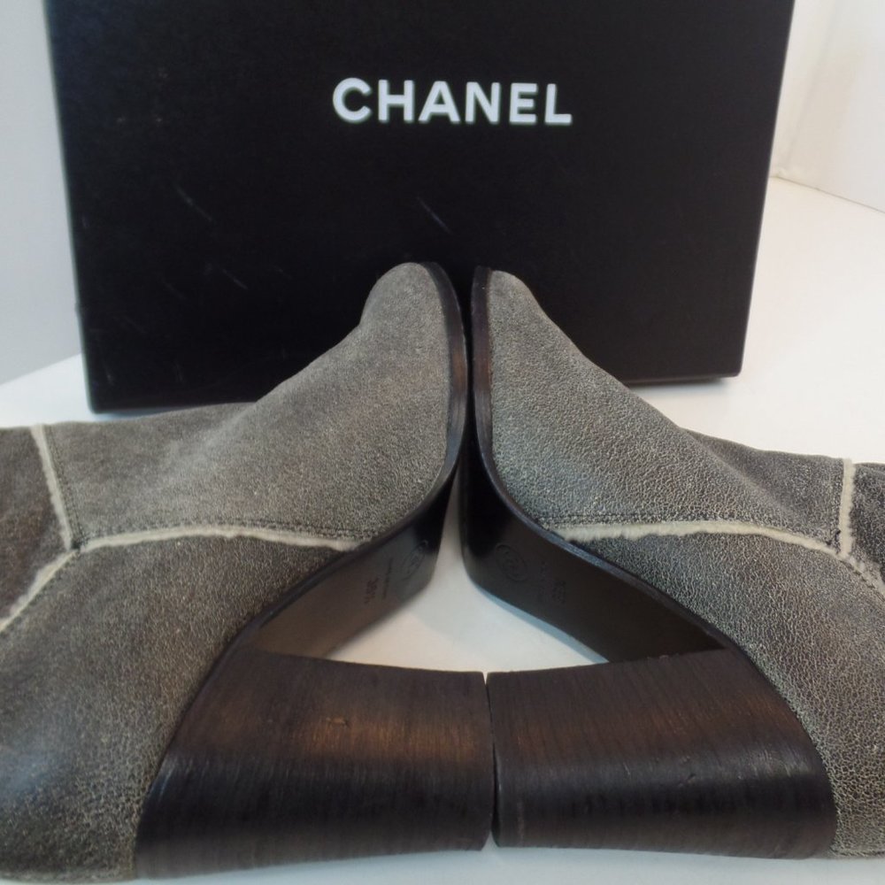 Classy Chanel Ankle Leather Booties/Shooties Shearling Lined Made in Italy 39.5 - Picture 8 of 15